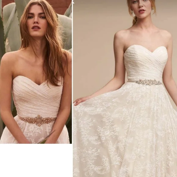 Anthropologie BHLDN Whispers + Echos Freesia lace strapless wedding gown - Picture 2 of 16